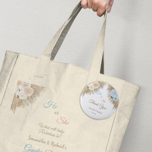 Pampas Grass Gender Reveal Party Thank You Button