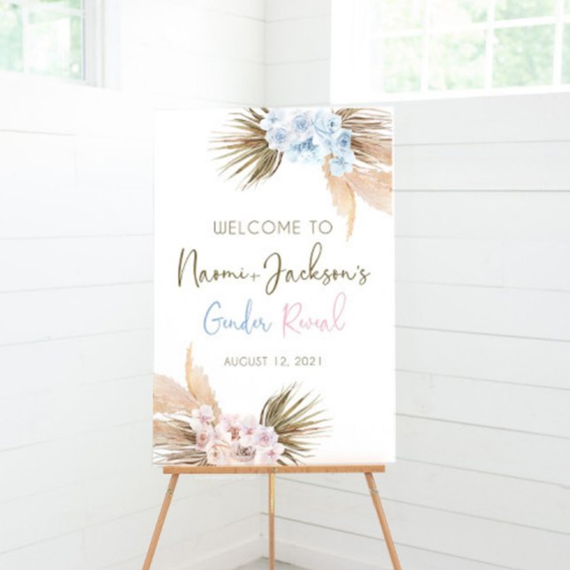 Pampas Grass Gender Reveal Welcome Sign Template  (Creator Uploaded)