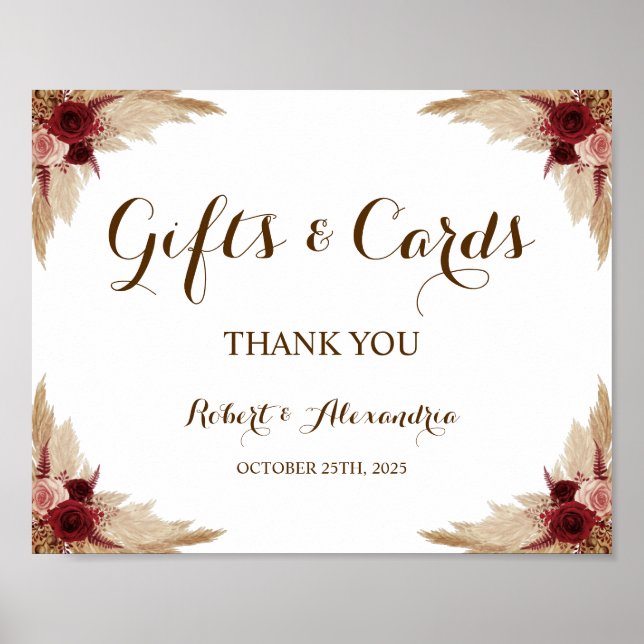 Pampas Grass Gifts & Cards Bridal Shower Poster (Front)