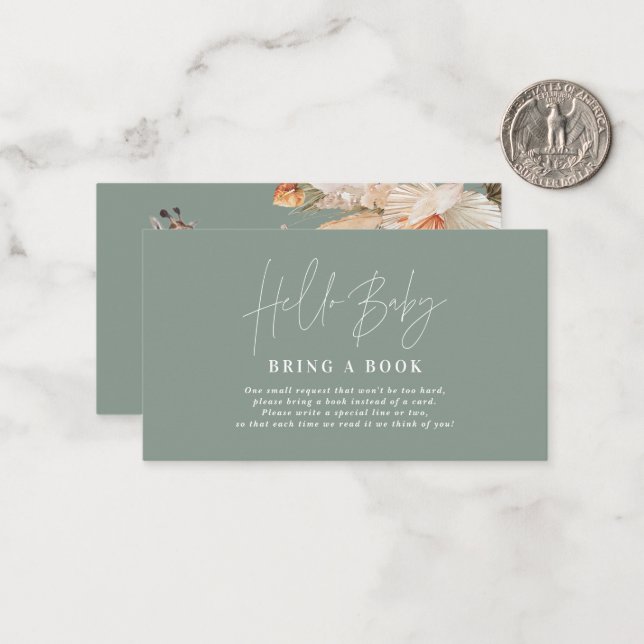 pampas grass giraffe baby shower bring a book   note card (Front/Back In Situ)