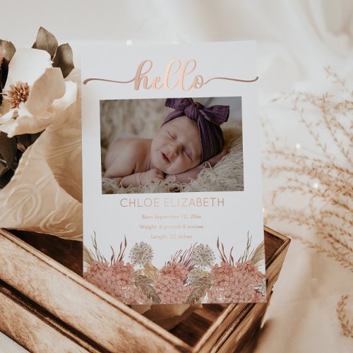 Pampas Grass Girl 4 Photo Birth Announcement Foil