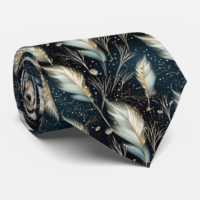 Pampas Grass Glitter Neck Tie (Rolled)