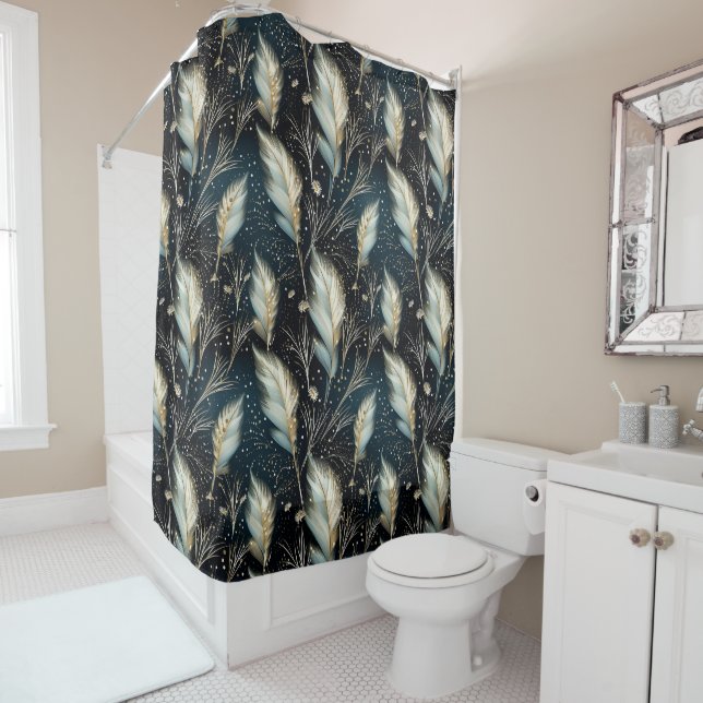 Pampas Grass Glitter Shower Curtain (In Situ)