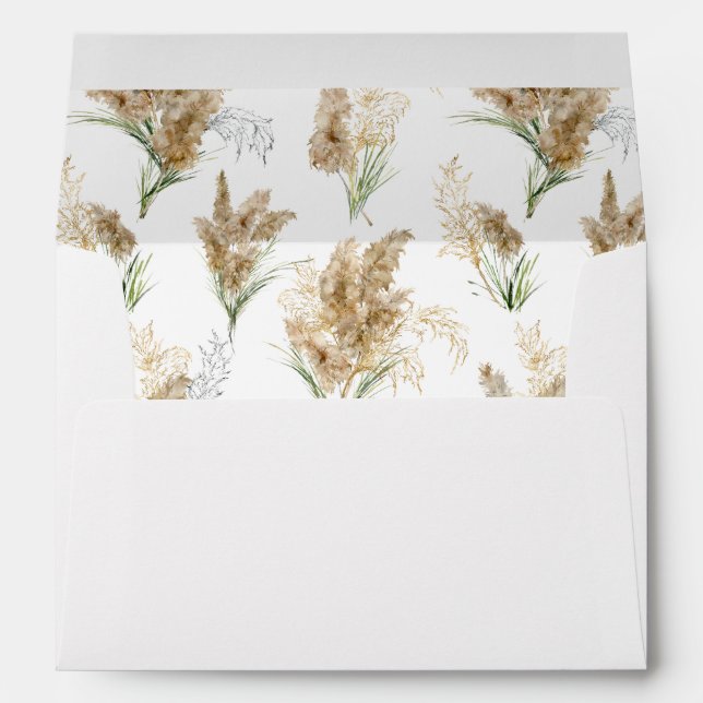 Pampas Grass & Gold Boho Envelope (Back (Bottom))