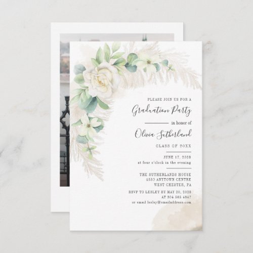 Pampas Grass Graduation 2022 Eucalyptus Photo Grad Invitation