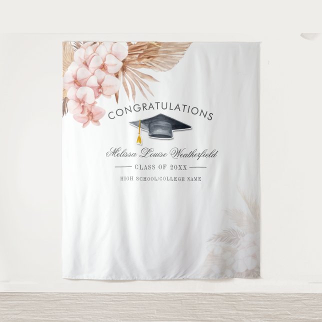 Pampas Grass Graduation Photo Backdrop (Front)