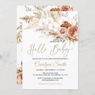 Pampas Grass Hello Baby Shower Invitation