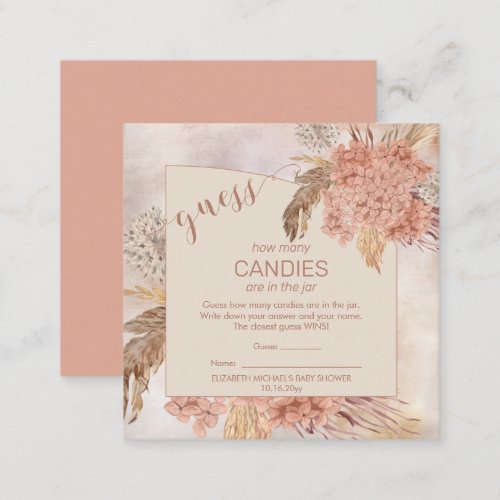 Pampas Grass Hydrangea Blooms  Candies in the Jar Enclosure Card