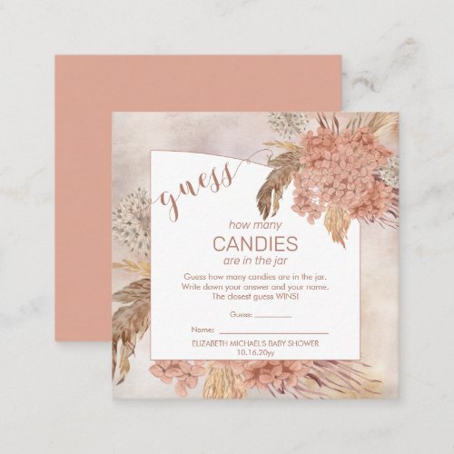 Pampas Grass Hydrangea Blooms  Candies in the Jar Enclosure Card