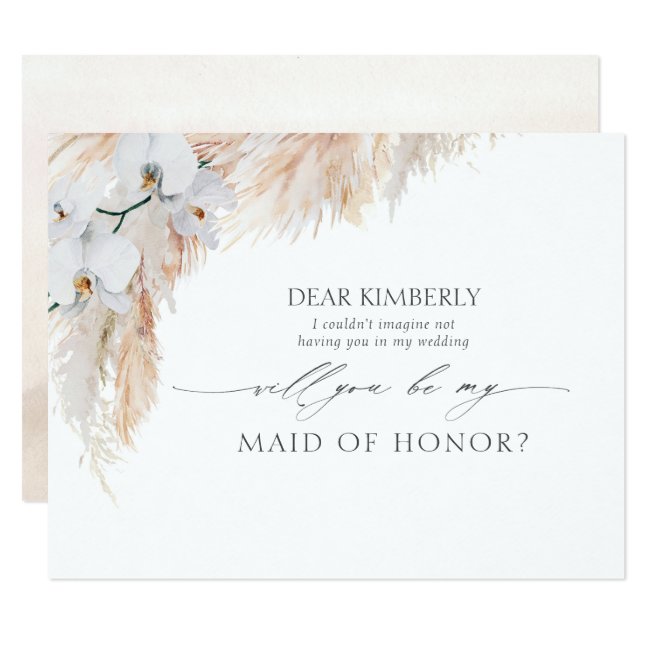 Pampas Grass Maid of Honor / Bridesmaid Proposal Invitation