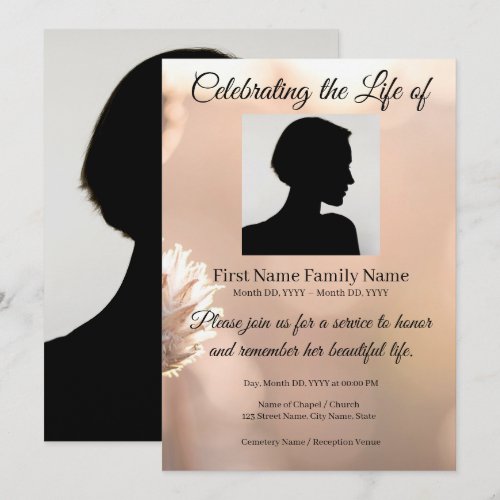 Pampas grass memorial invitation