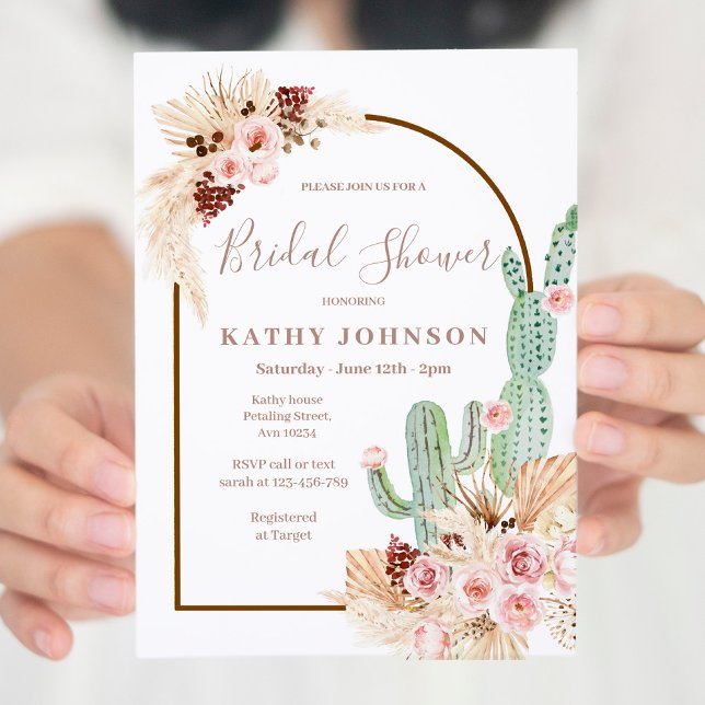 Pampas Grass Mexican Fiesta Boho Bridal Shower Invitation (Creator Uploaded)
