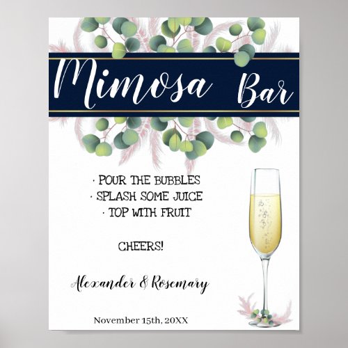 Pampas Grass Mimosa Bar Bridal Shower Wedding Poster