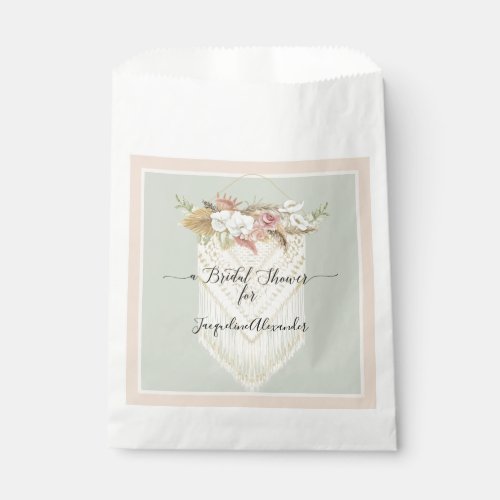 Pampas Grass Mint Blush Floral Greenery Bridal Favor Bag