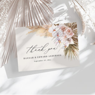 Pampas grass modern botanical bohemian wedding tha invitation
