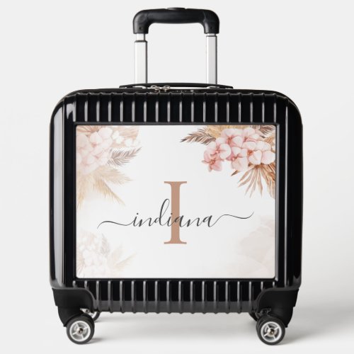 Pampas Grass Monogram Initial Name Script Custom Luggage