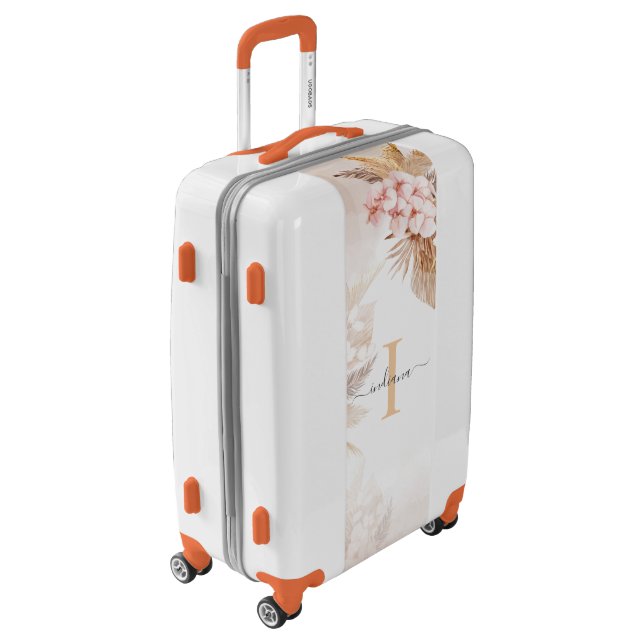 Pampas Grass Monogram Name Family Vacation Luggage (Rotated Left)