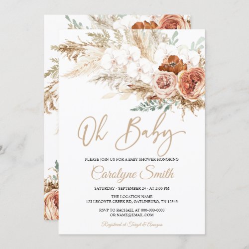 Pampas Grass Oh Baby Shower Invitation