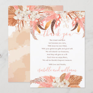 Pampas Grass Orchid Blooms Baby Shower Thank You Card