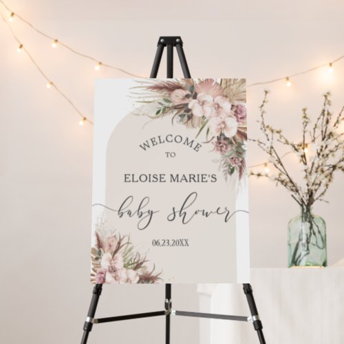 Pampas Grass Orchid Floral Baby Shower Welcome Foam Board