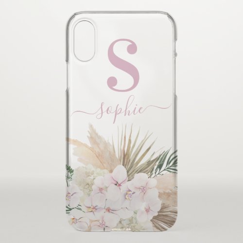 Pampas grass orchid tropical foliage script text iPhone x case