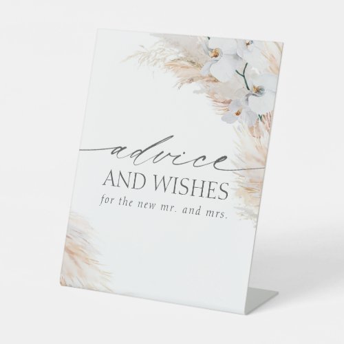 Pampas Grass Orchids Advice and Wishes Wedding Pedestal Sign