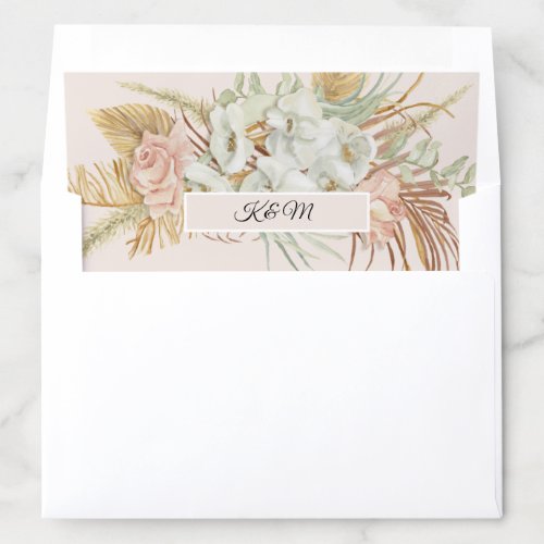 Pampas Grass Palm Foliage Boho Blush Flesh Floral Envelope Liner