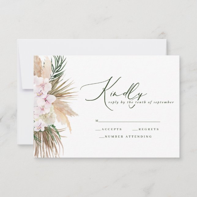 Pampas grass palm orchid modern rustic reply (Front)