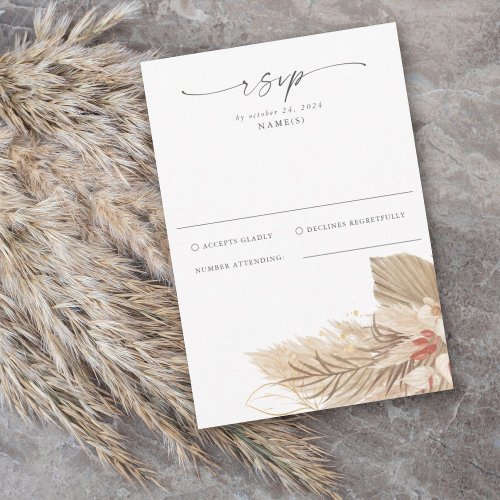 Pampas Grass Palm Watercolor RSVP Card