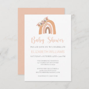 Pampas Grass Pastel Pink Rainbow Baby Shower Invit Invitation