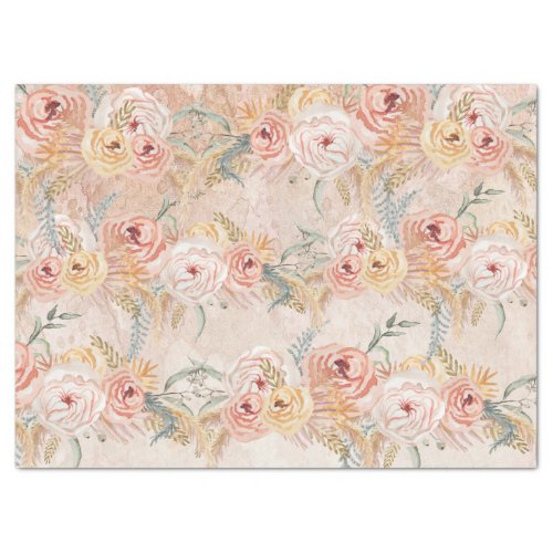 Pampas Grass Peony Floral Watercolor Blush Pink Ti Tissue Paper