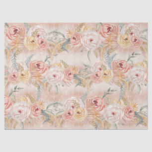 Pampas Grass Peony Floral Watercolor Blush Pink Tissue Paper