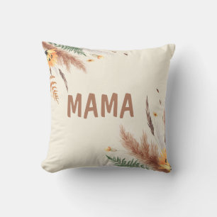 Pampas Grass Personalized Watercolor Custom Name Throw Pillow