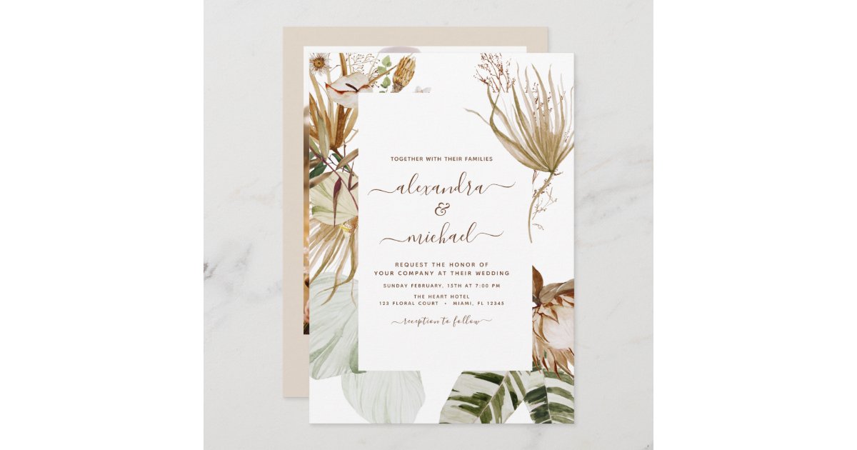 PM Botanical boho logo for wedding invitation.