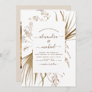 Pampas Grass Photo Bohemian Boho Wedding Invitation