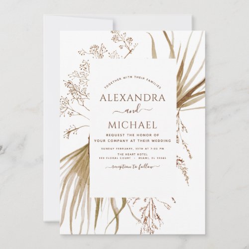 Pampas Grass Photo Bohemian Boho Wedding Invitation