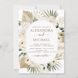 Pampas Grass Photo Bohemian Boho Wedding Invitation