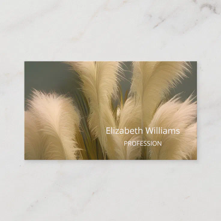 Pampas Grass Photo Interior Designer QR Code Business Card Zazzle