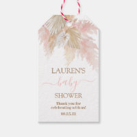 Pampas Grass pink baby shower gift tags