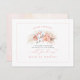 Pampas Grass Pink Bridesmaid Proposal Invitation