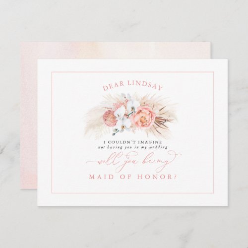 Pampas Grass Pink Bridesmaid Proposal Invitation