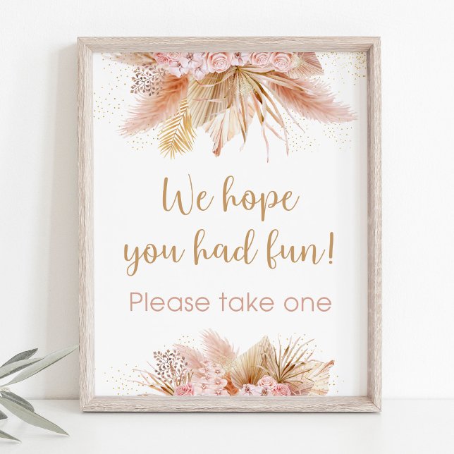 Pampas Grass Pink Floral Baby Shower Favor Sign (Creator Uploaded)