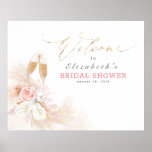 Pampas Grass Pink Floral Bridal Shower Welcome Poster<br><div class="desc">Elegant pink floral pampas grass bridal shower welcome sign poster</div>