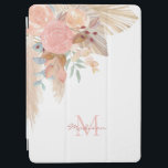 Pampas Grass Pink Floral Custom Name Monogram iPad Air Cover<br><div class="desc">This stylish iPad cover is decorated with watercolor pampas grass,  eucalyptus,  flowers,  and dried leaves.
Easily customizable.
Because we create our artwork you won't find this exact image from other designers.
Original Watercolor © Michele Davies.</div>