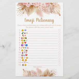 Pampas Grass Pink Floral Emoji Pictionary Game