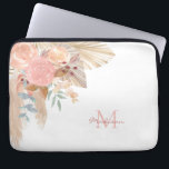 Pampas Grass Pink Floral Name Monogram  Laptop Sleeve<br><div class="desc">This stylish laptop sleeve is decorated with watercolor pampas grass,  eucalyptus,  flowers,  and dried leaves.
Easily customizable.
Because we create our artwork you won't find this exact image from other designers.
Original Watercolor © Michele Davies.</div>