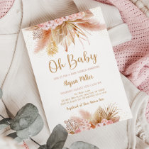 Pampas Grass Pink Floral Oh Baby Shower Invitation