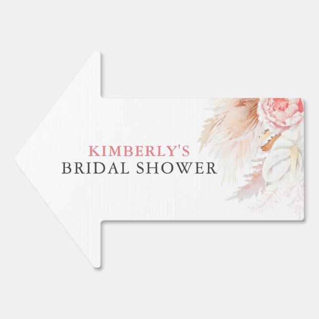 Pampas Grass Pink Floral Summer Party Sign (Front)