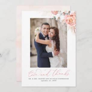 Pampas Grass Pink Floral Wedding Thank You