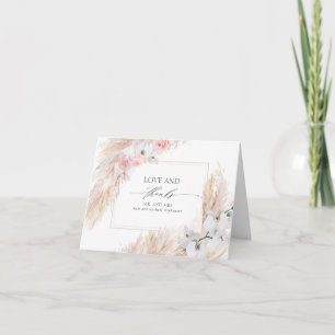 Pampas Grass Pink Floral Wedding Thank You Card